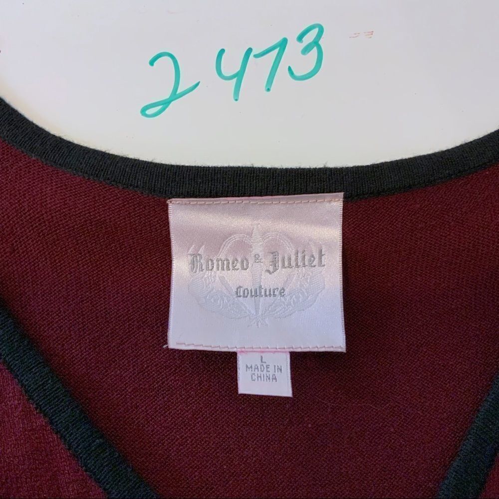 Romeo & Juliette Couture Maroon Red Sleeveless Sweater Dress Fit & Flare Size L - Picture 9 of 11